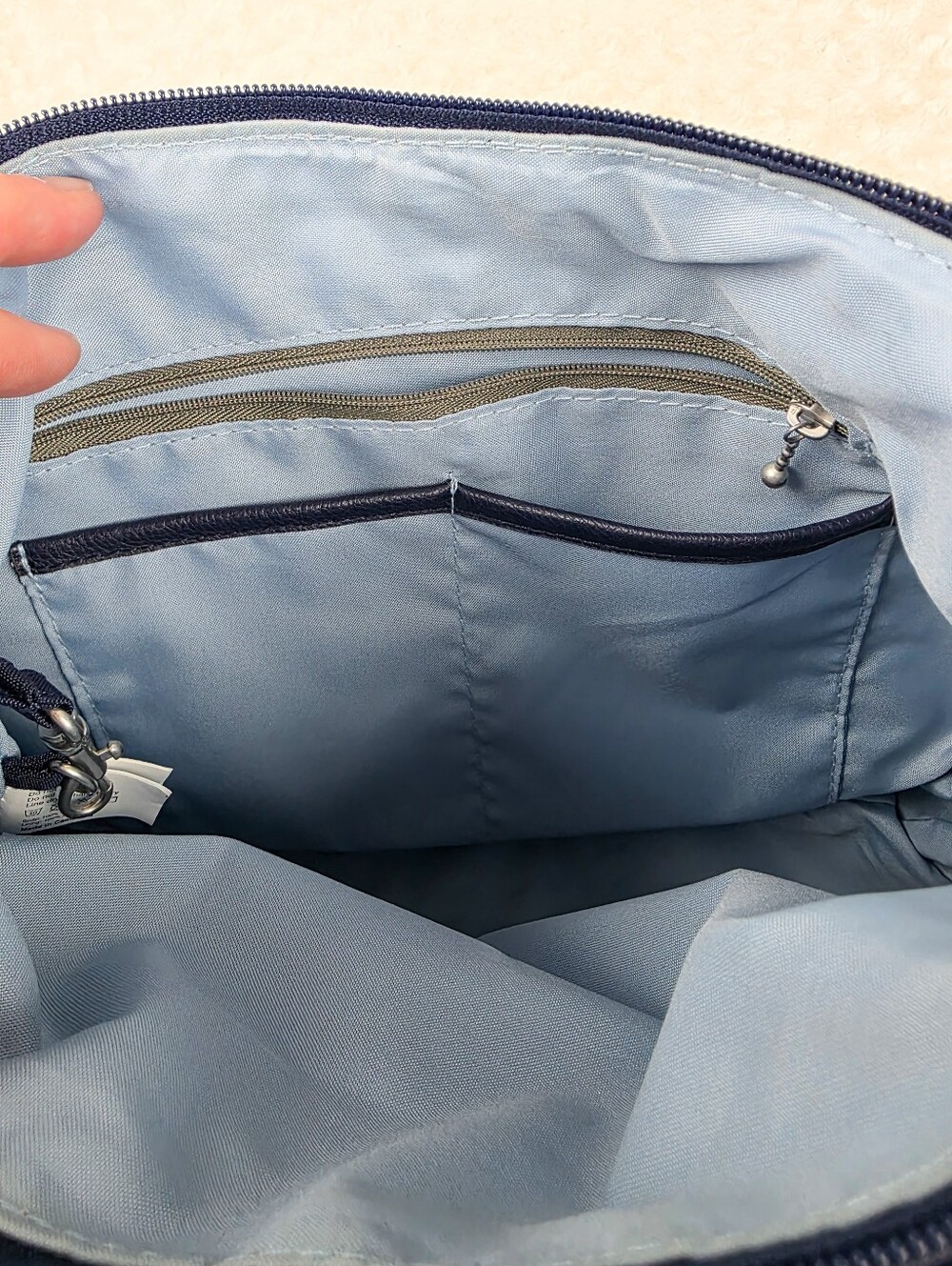 Baggallini Anywhere Large Hobo Tote With RFID Phone Wristlet Navy Blue - Picture 9 of 12